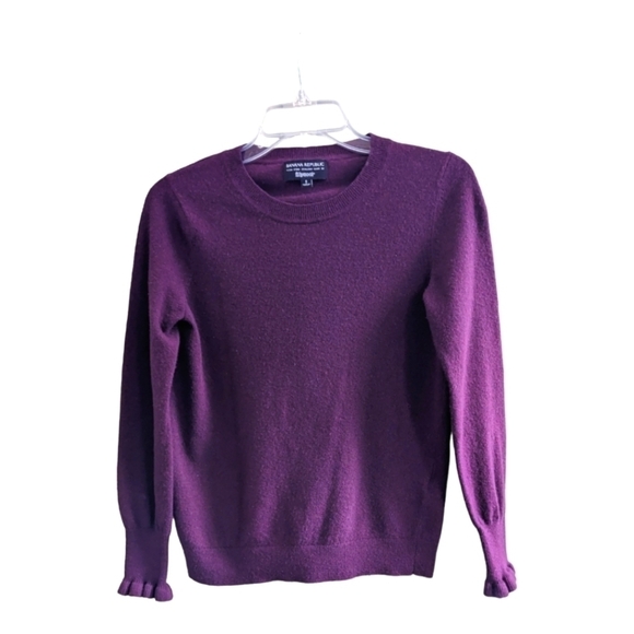 Banana Republic Filpucci Dark Plum Pullover Sweater Wool & Cashmere Small EUC - Picture 2 of 5